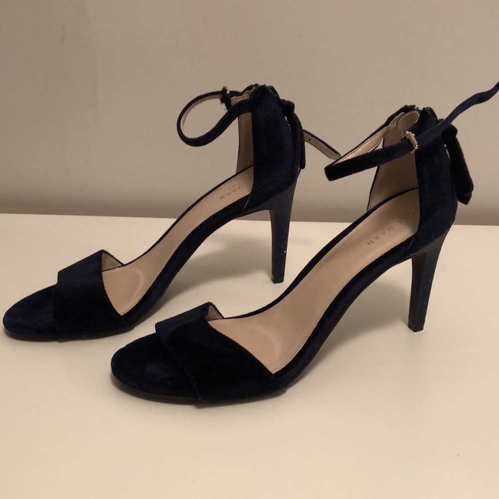 Cole Haan Clara Grand Suede Heels Sandals 7 Navy